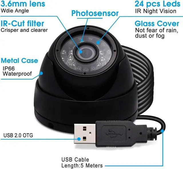 Alt view image 5 of 7 - Security Dome Camera Waterproof Night Vision Camera with Infrared LEDs,Day Night Weatherproof Surveillance CCTV Camera Dome Outdoor/Indoor,Night Vision Up to 80FT
