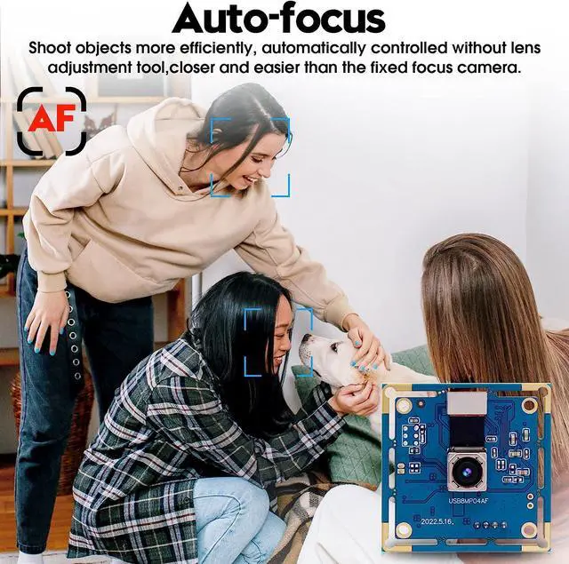 Alt view image 3 of 5 - ELP 8mp USB Camera Autofocus 4K PC Camera Module for Computer and Raspberry Pi Mini UVC USB2.0 Webcam Board IMX179 Industrial Lightburn Camera Low Distortion CCTV Laser Engraver Camera for Laptop
