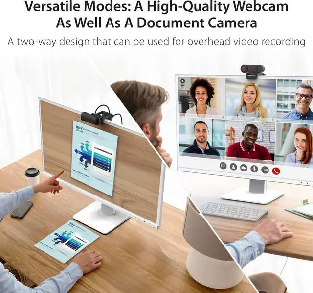Alt view image 2 of 7 - j5create 1080P Dual Mode Webcam and Document Camera with Auto & Manual Focus, Magnetic Privacy Cover for PC, Laptops | for Live Streaming, Video Calls, Online Meetings, Online Classes (JVU250)