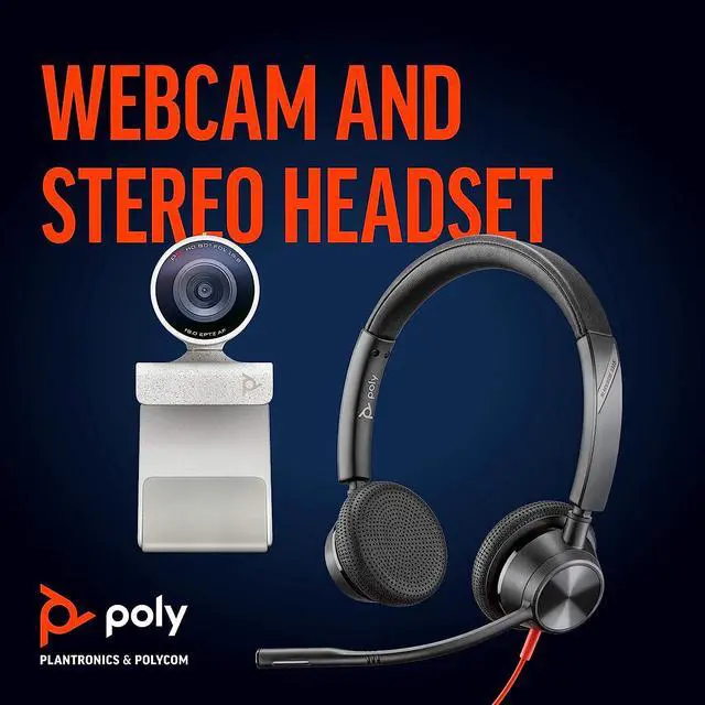 Alt view image 2 of 7 - Poly - Studio P5 Webcam with Blackwire 3325 Headset Kit (Plantronics + Polycom) - 1080p HD Professional Video Conferencing Camera & Stereo Audio Wired Headset USB-A - Certified for Zoom & Teams