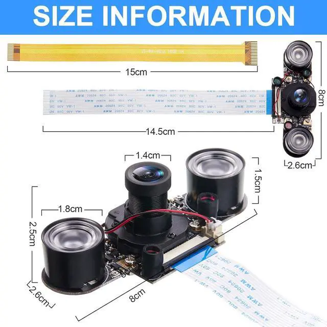 Alt view image 3 of 7 - 2 Sets for Raspberry PI Camera 1080P Webcam 5MP OV5647 Sensor Day and Night Vision IR-Cut Video Camera Focus Adjustment for Raspberry Pi RPi 4 3 B B+ 2B 3A+ 2 1 Camera