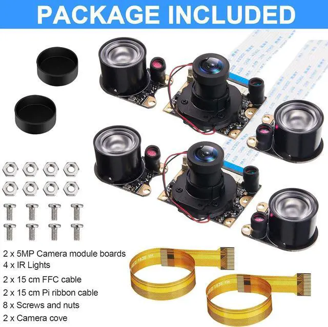 Alt view image 4 of 7 - 2 Sets for Raspberry PI Camera 1080P Webcam 5MP OV5647 Sensor Day and Night Vision IR-Cut Video Camera Focus Adjustment for Raspberry Pi RPi 4 3 B B+ 2B 3A+ 2 1 Camera