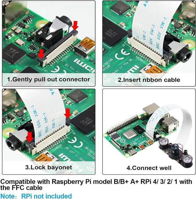 Alt view image 5 of 7 - 2 Sets for Raspberry PI Camera 1080P Webcam 5MP OV5647 Sensor Day and Night Vision IR-Cut Video Camera Focus Adjustment for Raspberry Pi RPi 4 3 B B+ 2B 3A+ 2 1 Camera