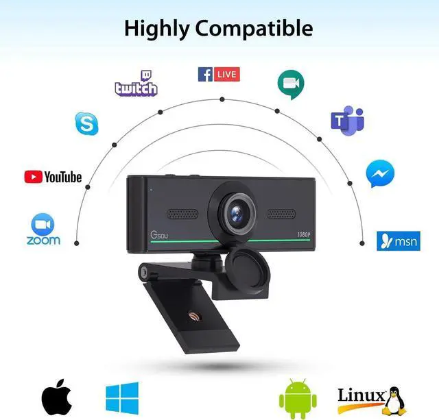 Alt view image 6 of 7 - 1080P Webcam with microphone for desktop, Computer webcam Connect Bluetooth Headset/Earphone/Speaker, Streaming Webcam for Live Skype Teams,PC Webcam Camera for Streaming,Bluetooth only for audio