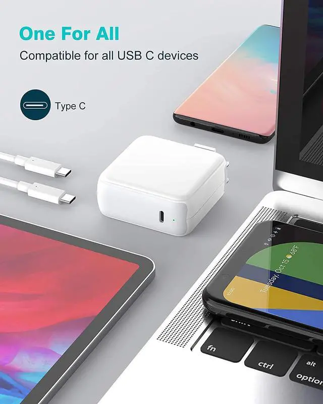 Alt view image 5 of 7 - Charger for MacBook Air MacBook Pro 13 14 15 16 inch 2024 2023 2022 2021 2020, M1 M2 M3 Laptop 70W USB C Power Adapter, iPad, LED, 6.6FT USB-C Cable Charging as Fast as MagSafe 3, Original Quality