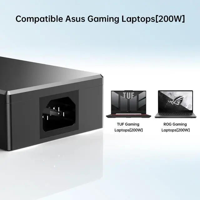 Alt view image 5 of 6 - 200W Laptop Charger for Asus Zephyrus G15 GA503 GA503QM GA503QS GA503QR G14 GA401 Tuf Gaming Laptop A15 A17 F15 F17 Strix G15 G17 (2021-2022) Asus ADP-200JB D Power Adapter