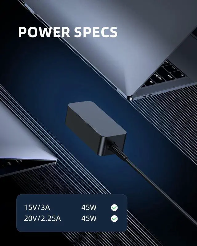 Alt view image 4 of 7 - USB C Charger for Lenovo Chromebook, (UL Certified Safety), 10Ft Length Durable Cable, Portable Design, 45W Fast Charging Adapter