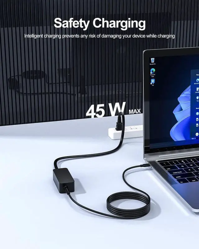 Alt view image 7 of 7 - USB C Charger for Lenovo Chromebook, (UL Certified Safety), 10Ft Length Durable Cable, Portable Design, 45W Fast Charging Adapter