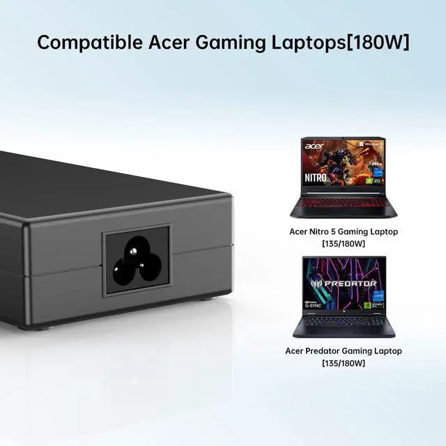 Alt view image 5 of 7 - 180W Charger for Acer Predator Helios 300 Gaming Laptop PH315-52 PH315-51 G3-571 G3-572 G3-571-77QK Acer Predator Triton 300 500 ADP-180MB K Power Adapter Cord
