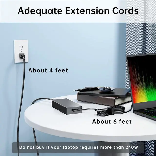 Alt view image 3 of 7 - 240W Zephyrus Charger ADP-240EB B Fit for ASUS ROG Zephyrus G14 G15 M16 G16 S15 S17, ROG Flow X16 GV601, ROG Strix Scar Charger, ASUS 240W Charger