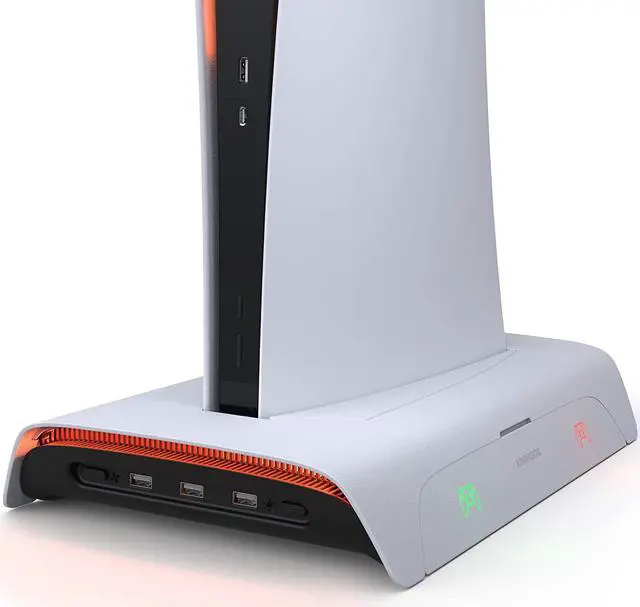 Main image of KIWIHOME Cooling Station for PS5 Accessories, Vertical Stand with RGB for PS5 Console, 3-Level Cooling Fan, Dual Controller Charging Station, 10 Game Slots, Compatible with PS5 Disc & Digital Edition