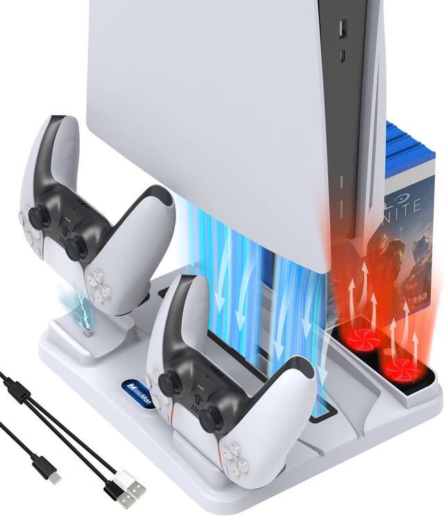 PS5 Stand and Cooling Station with Dual Controller Charging Station  Compatible with PS5 Controller,Compact PS5 Accessories with Cooling  Fan,Controller