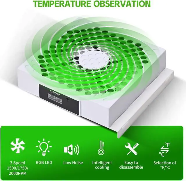 Alt view image 3 of 6 - G-STORY Cooling Fan for Xbox Series S, Auto 3 Speed Adjust Temp Display RGB