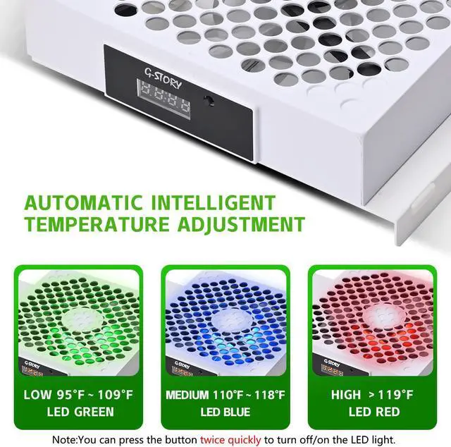 Alt view image 4 of 6 - G-STORY Cooling Fan for Xbox Series S, Auto 3 Speed Adjust Temp Display RGB