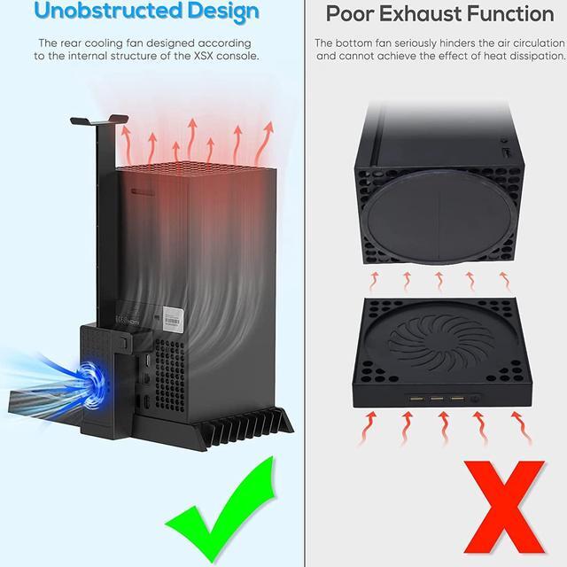 Alt view image 2 of 7 - YUANHOT Vertical Cooling Stand Compatible with Xbox Series X, Charging Station Dock with 1400mAh Rechargeable Battery Pack and Dual Controller Charger Ports (NOT Compatible with Xbox One X/S), Black