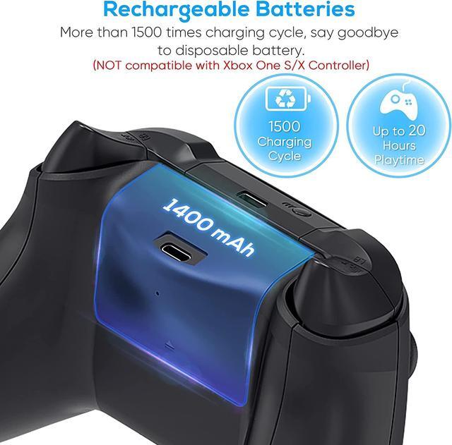 Alt view image 5 of 7 - YUANHOT Vertical Cooling Stand Compatible with Xbox Series X, Charging Station Dock with 1400mAh Rechargeable Battery Pack and Dual Controller Charger Ports (NOT Compatible with Xbox One X/S), Black