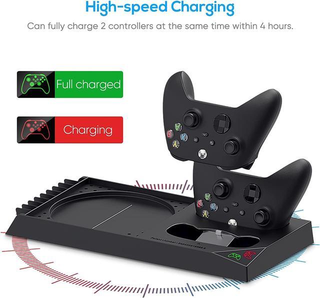 Alt view image 6 of 7 - YUANHOT Vertical Cooling Stand Compatible with Xbox Series X, Charging Station Dock with 1400mAh Rechargeable Battery Pack and Dual Controller Charger Ports (NOT Compatible with Xbox One X/S), Black
