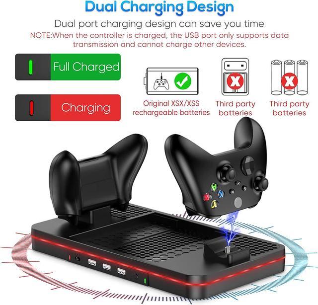 Vertical Cooling and Charging Stand Compatible with Xbox Series X/S  Console＆Controller, 7 Color Lights/3 USB Ports, Vertical Dual Controller  Charger