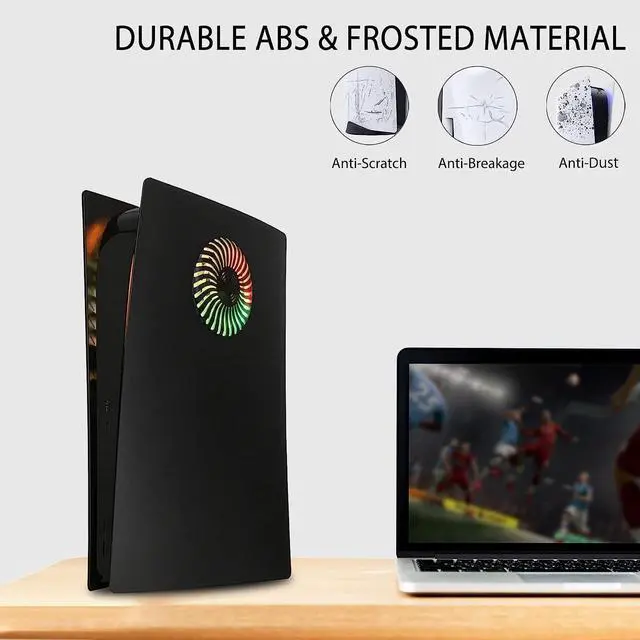Alt view image 4 of 7 - PS5 Faceplate with RGB Light Strip for Digital Edition DOBEWINGDELOU 400+ Effects LED Light Ring Console Cover for PlayStation 5 Digital Edition DIY Decoration Kit Accessories Black