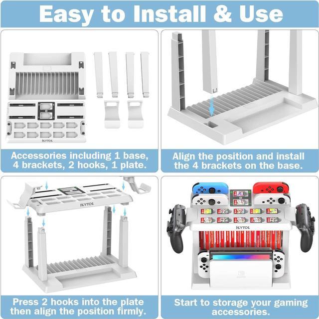 Switch Games Organizer Station with Controller Charger, Charging Dock for  Nintendo Switch & OLED Joycons, Kytok Switch Storage and Organizer for