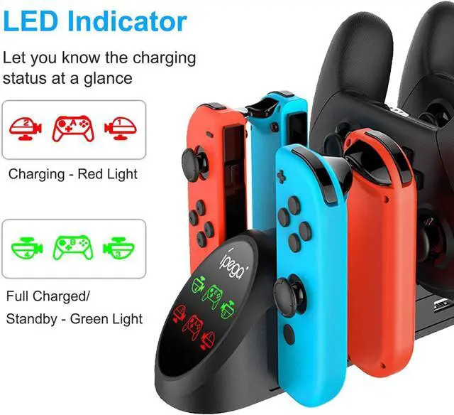 Alt view image 4 of 7 - FASTSNAIL Switch Controller Charger for Nintendo Switch/OLED for JoyCons | 9-in-1 Fast Charging Dock Station Stand for Switch Pro Controllers & Joypad Accessories, 2 USB 2.0 Ports, 2 Wrist Strap Slots