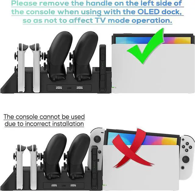Alt view image 5 of 7 - FASTSNAIL Switch Controller Charger for Nintendo Switch/OLED for JoyCons | 9-in-1 Fast Charging Dock Station Stand for Switch Pro Controllers & Joypad Accessories, 2 USB 2.0 Ports, 2 Wrist Strap Slots