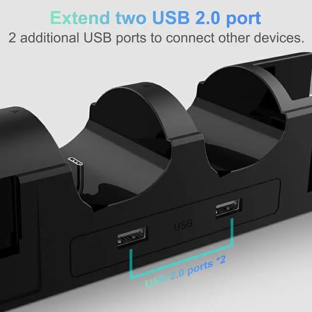 Alt view image 6 of 7 - FASTSNAIL Switch Controller Charger for Nintendo Switch/OLED for JoyCons | 9-in-1 Fast Charging Dock Station Stand for Switch Pro Controllers & Joypad Accessories, 2 USB 2.0 Ports, 2 Wrist Strap Slots