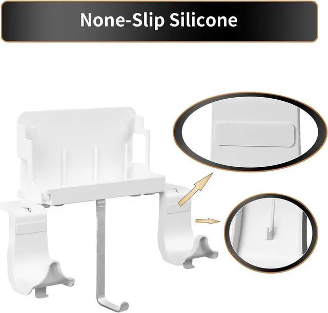 Alt view image 4 of 7 - Hosanwell Switch Wall Mount, Wall Mount for Switch/Switch OLED, with Hooks for Hanging Joy-Cons, Dual Controller Holder with Non-Slip Mat, White