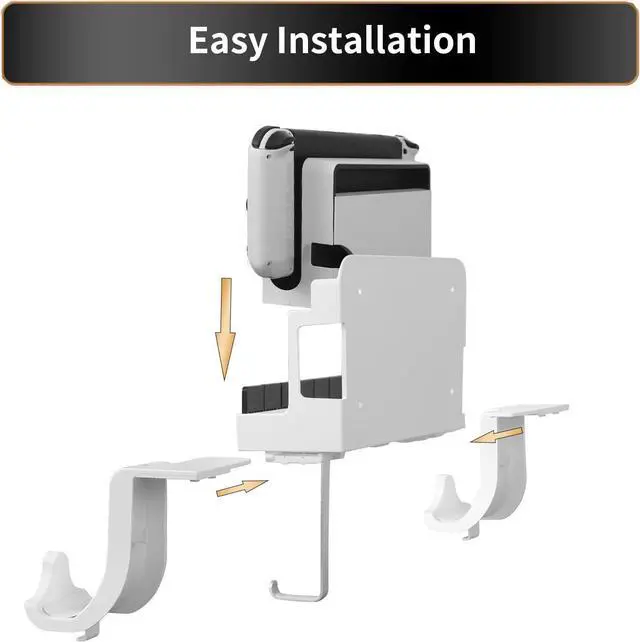 Alt view image 6 of 7 - Hosanwell Switch Wall Mount, Wall Mount for Switch/Switch OLED, with Hooks for Hanging Joy-Cons, Dual Controller Holder with Non-Slip Mat, White