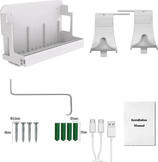 Alt view image 7 of 7 - Hosanwell Switch Wall Mount, Wall Mount for Switch/Switch OLED, with Hooks for Hanging Joy-Cons, Dual Controller Holder with Non-Slip Mat, White