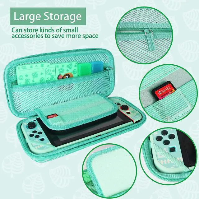 Alt view image 2 of 7 - TIKOdirect Carrying Case for Switch, Cute Portable Travel Bag Accessories with Protective Cover, Screen Protectors, Stand, Game Card Holder and Thumb Grip caps[Keychain Gift], Animal Crossing