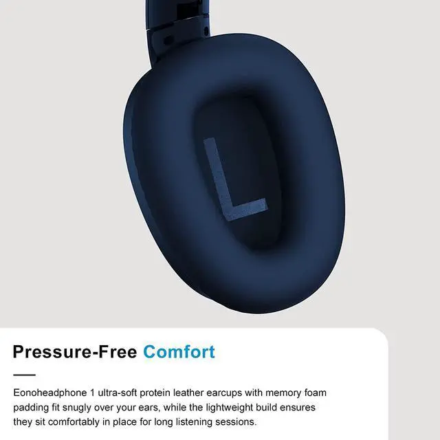 Alt view image 3 of 7 - Eonome-Active-Noise-Cancelling-Headphones - S3 ANC Headphones - Hybrid Wireless Over-Ear Bluetooth Headphones with Mic,Multiple Modes,40H Playtime,Comfortable Protein Earcups(Blue)
