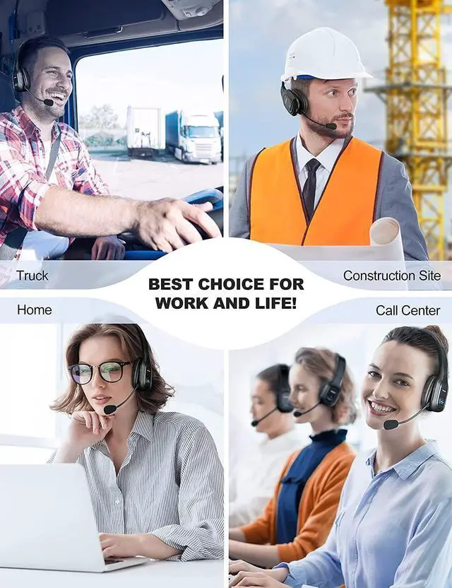 Alt view image 7 of 7 - TECKNET Trucker Bluetooth Headphones with Microphone Noise Canceling Wireless On Ear Headset, Hands Free Wireless Headset for Cell Phone Computer Office Home Call Center Skype (Black)
