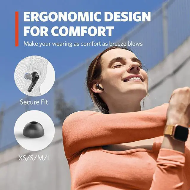 Alt view image 5 of 7 - EarFun® Air True Wireless Earbuds, Bluetooth Earbuds with 4 Mics, Sweatshield IPX7 Waterproof with Volume Control, USB-C Fast Charge, in-Ear Headphones with Wireless Charging, Deep Bass, 35H Playtime