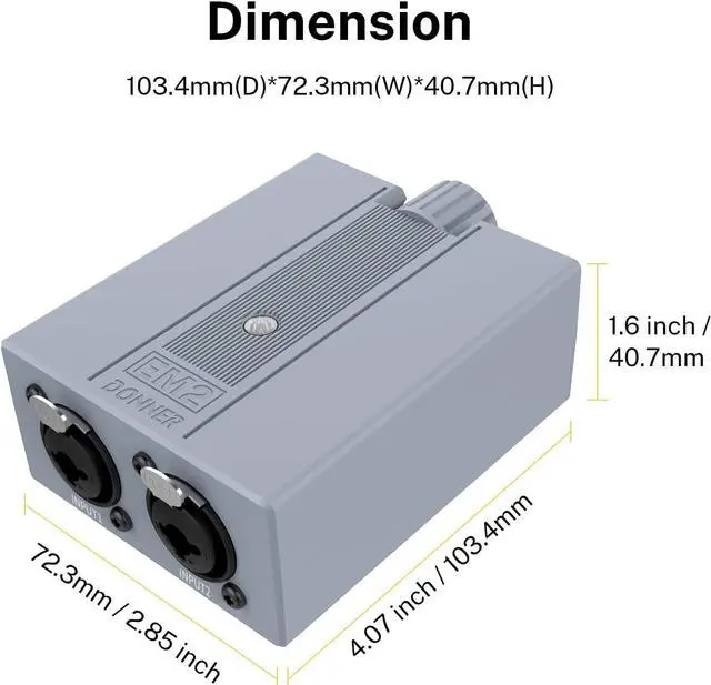 Alt view image 6 of 7 - EM2 Headphone Amplifier DC 5V-1A, 3.5mm Rechargeable Portable in-Ear Monitor Amplifier with 8 to 250 Impedance, with 2 XLR and 1/4" TRS Inputs