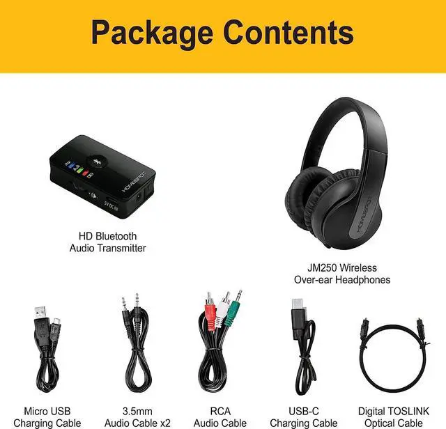 Alt view image 7 of 7 - HomeSpot Wireless Over-Ear Headphones Transmitter Set for TV Movie Bluetooth 5.3 aptX LL No Delay 50 Hours Immersive Sound Enhanced Volume and Clarity (Digital Optical TOSLINK RCA AUX)