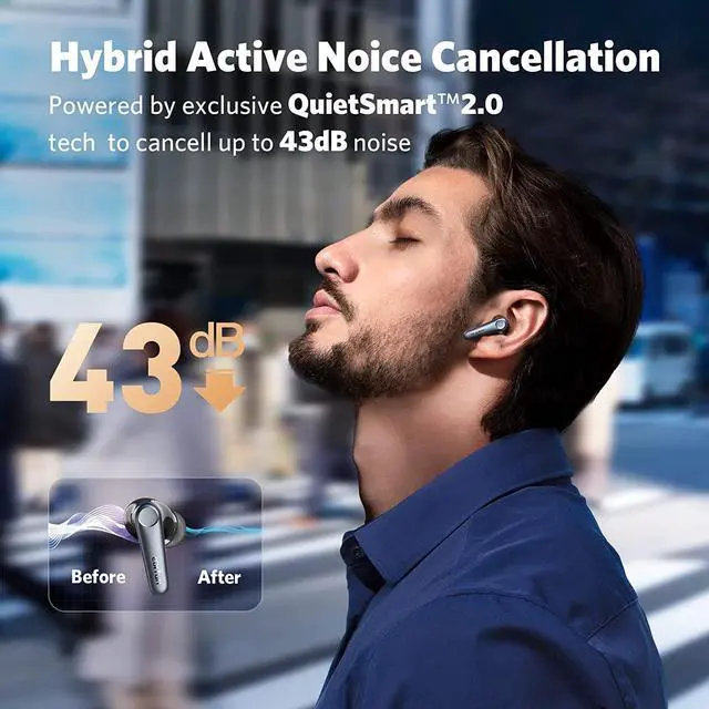 Alt view image 4 of 7 - EarFun Air Pro 3 Noise Cancelling Wireless Earbuds, Qualcomm® aptX Adaptive Sound, 6 Mics cVc 8.0 ENC, Bluetooth 5.3 Earbuds, Multipoint Connection, 45H Playtime, App Customize EQ, Wireless Charging