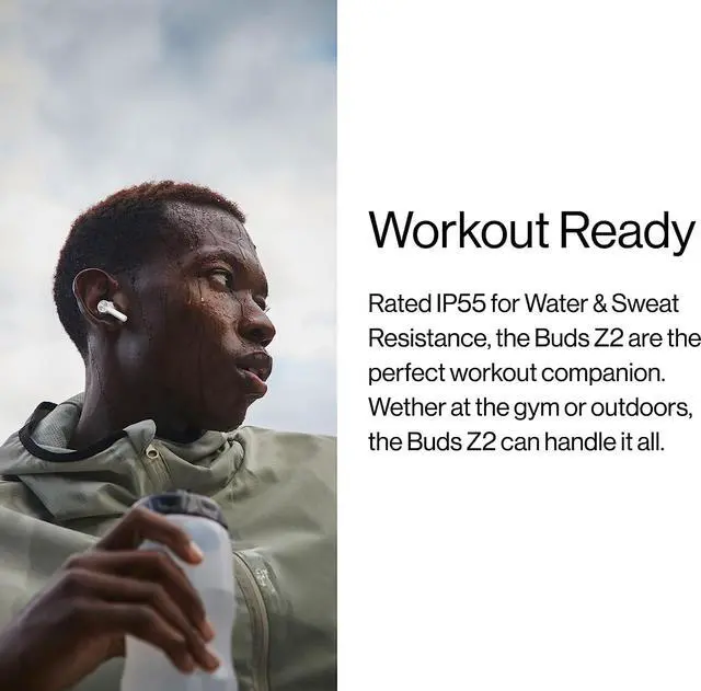Alt view image 4 of 6 - OnePlus Buds Z2 True Wireless Earbud Headphones-Touch Control with Charging Case,Active Noise Cancellation,IP55 Waterproof Stereo Earphones for Home,Sport, Obsidian Black
