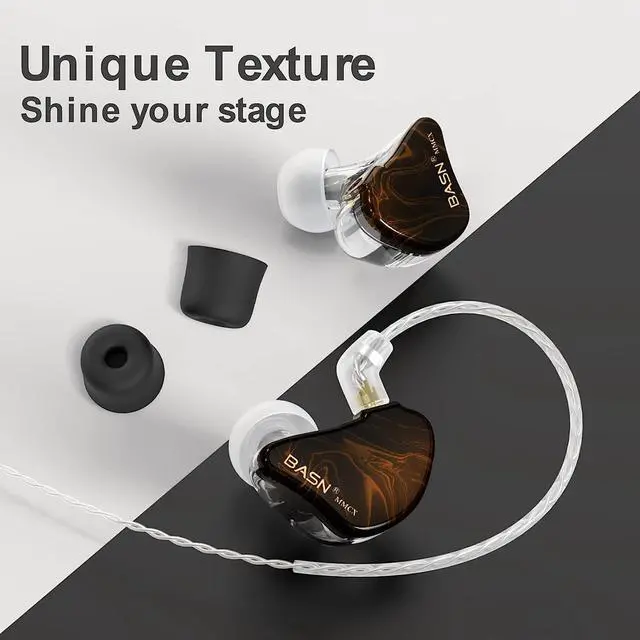 Alt view image 3 of 7 - MMCX in Ear Monitor Headphones Triple Driver IEM in-Ear Earphone for Musician Drummer Noise-Isolation HiFi Stereo Earbuds with Two Detachable Cables(Golden Obsidian)