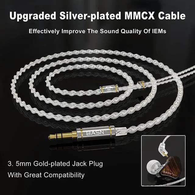 Alt view image 4 of 7 - MMCX in Ear Monitor Headphones Triple Driver IEM in-Ear Earphone for Musician Drummer Noise-Isolation HiFi Stereo Earbuds with Two Detachable Cables(Golden Obsidian)