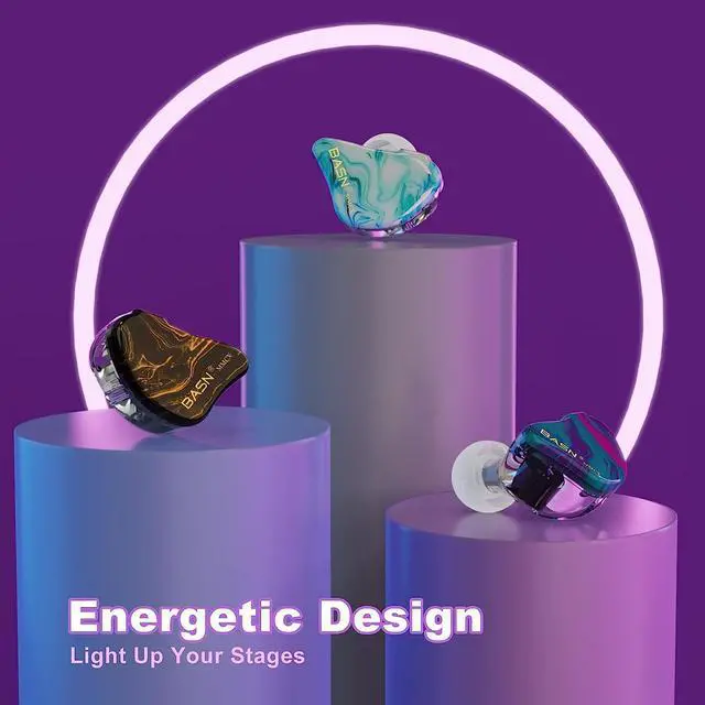 Alt view image 7 of 7 - MMCX in Ear Monitor Headphones Triple Driver IEM in-Ear Earphone for Musician Drummer Noise-Isolation HiFi Stereo Earbuds with Two Detachable Cables(Golden Obsidian)