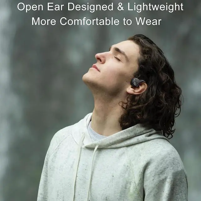 Alt view image 2 of 7 - Bluetooth Bone Conduction Headphones Waterproof Open Ear Headphones Wireless Sports Headset Sweatproof Earphones with Mic Induction Conducting Black Headphone for Gym Running