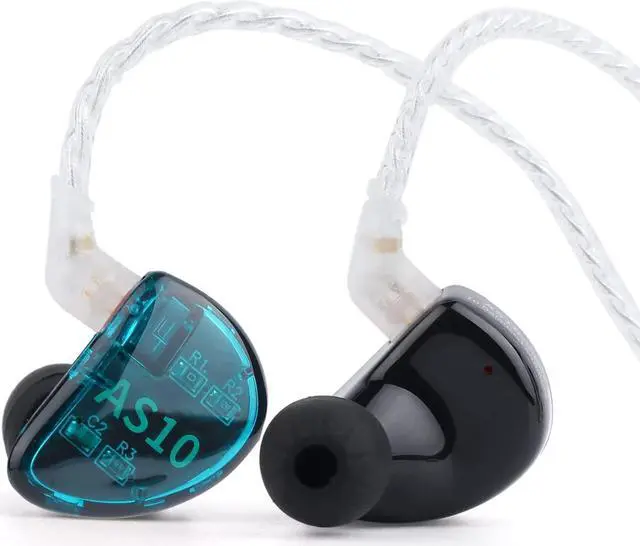 Alt view image 2 of 7 - Linsoul KZ AS10 5BA HiFi Stereo in-Ear Monitor HiFi Wired Earbuds Earphones | with 0.75mm 2 pin Cable, Five Balanced Armature Drivers, Noise Cancelling, w/ Mic, Cyan