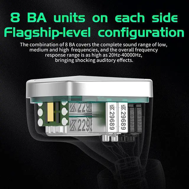 Alt view image 4 of 7 - KZ AS16 Pro Wired Earbuds, 16BA Balanced Armature Drivers Earphones HiFi Bass in Ear Monitor Earphones with Detachable 0.75mm 2 pin Cable (Black, Without Mic)