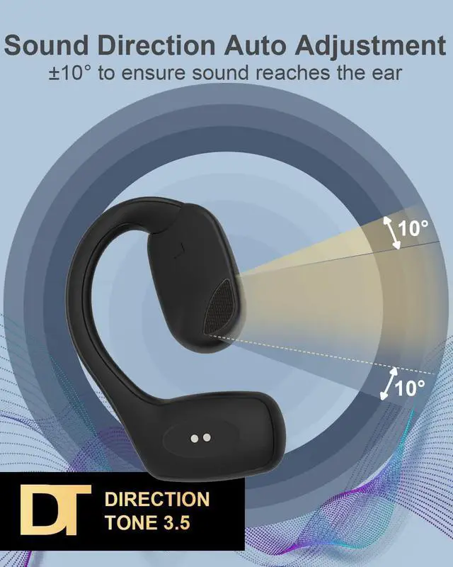 Alt view image 3 of 7 - Open Ear Headphones, Bluetooth 5.3 Earbuds with 800mAh Charging Case, IPX6 Waterproof Wireless Earbuds Call Clear with Built-in Mic,Open Wearable Stereo Wireless Earphones with Earhooks for Sports