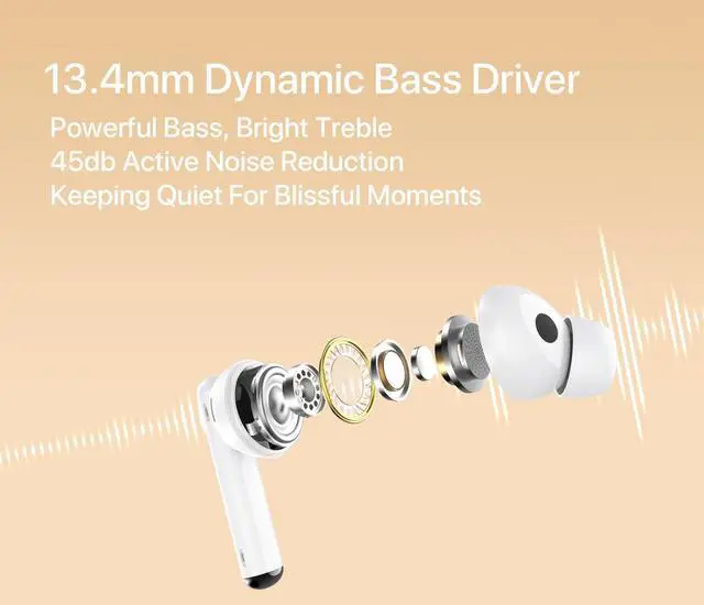 Alt view image 2 of 7 - UMIDIGI Wireless Earbuds, AbleBuds Free Earphone Bluetooth Headphones Touch Control Bluetooth 5.2 in-Ear 3 Microphones Call Noise Canceling IP55 Waterproof Bluetooth Earbuds