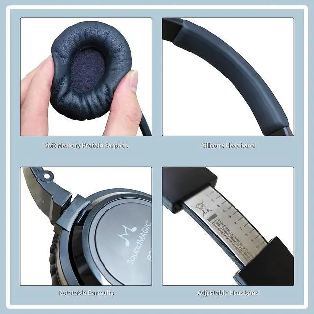 Alt view image 6 of 7 - SoundMAGIC P23BT Portable On Ear Bluetooth Headphones CVC Noise Canceling Microphone HiFi Sound Stable Wireless Signal Connection Long Playtime with Detachable Cable for Game Black