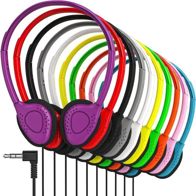 Alt view image 7 of 7 - Maeline Bulk On-Ear Headphones with 3.5 mm Headphone Plug - 30 Pack - Multi