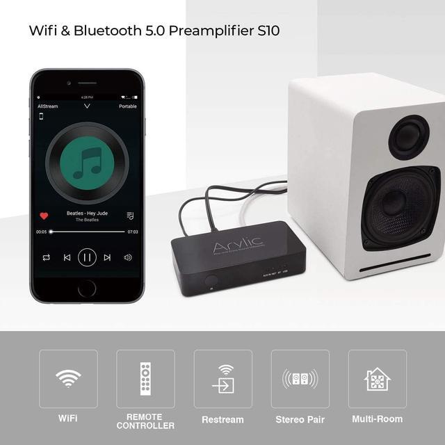 Alt view image 4 of 7 - Arylic S10 WiFi & Bluetooth 5.0 preamplifier/Audio Receiver, Wireless multiroom/multizone Home Stereo Music Receiver Circuit Module with AirplaySpotify Connect and Remote Control for DIY Speakers