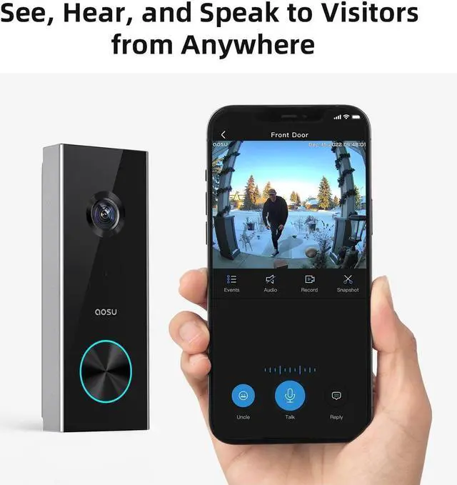 Alt view image 2 of 6 - Doorbell Camera Wireless, Battery-Powered Video Doorbell with Chime, 2K Resolution, No Monthly Fees, 166° Ultra Wide Angle, 180-Day Battery Life, AI Detection, Work with Alexa & Google Assistant